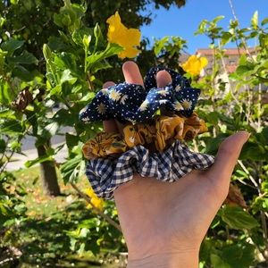 handmade hair scrunchie set, floral
